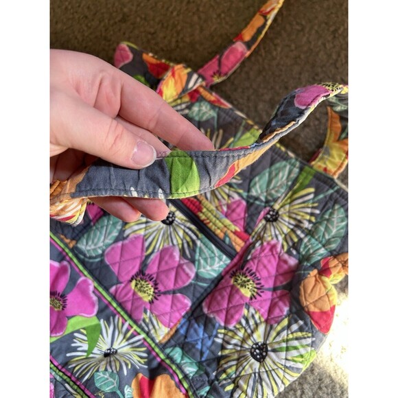 Vera Bradley Large Bag Jazzy Blooms Gray Pink Purse Shoulder Tote Floral Clean - Picture 3 of 7